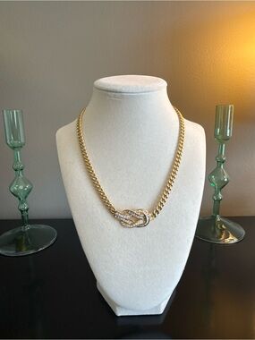 Jean-Louis Scherrer Vintage Paris Rhinestone Knot Statement Necklace